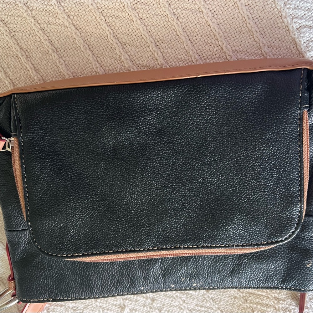 Tignanello Black and Tan Pebbled Leather Crossbody - Picture 4 of 5